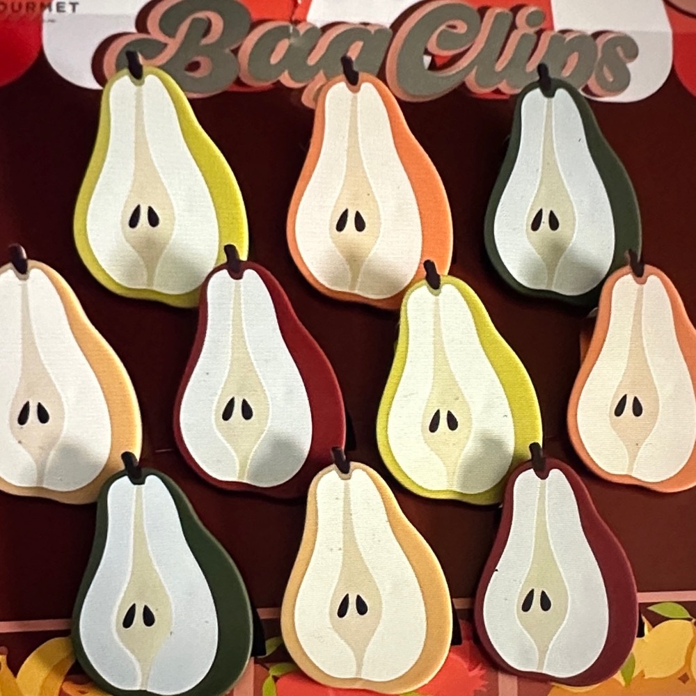 ❣️5|$25❣️ Set 3 Pear-Shaped Bag Clips Set - Multicolor, magnetic 🆕 backs.